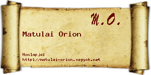 Matulai Orion névjegykártya